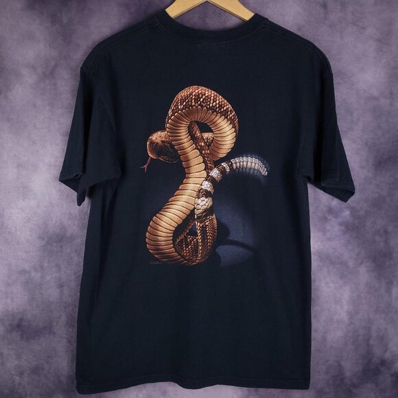 Vintage 90s Y2K rattlesnake shadow red bar Anvil hard shirt - Picture 2 of 5